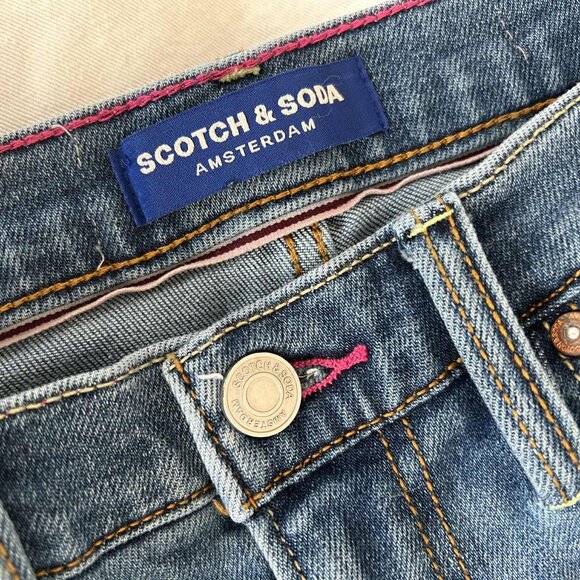 Scotch & Soda High-Rise Medium Wash Straight-Leg Jeans With Stitching – US 4 - Picture 1 of 8